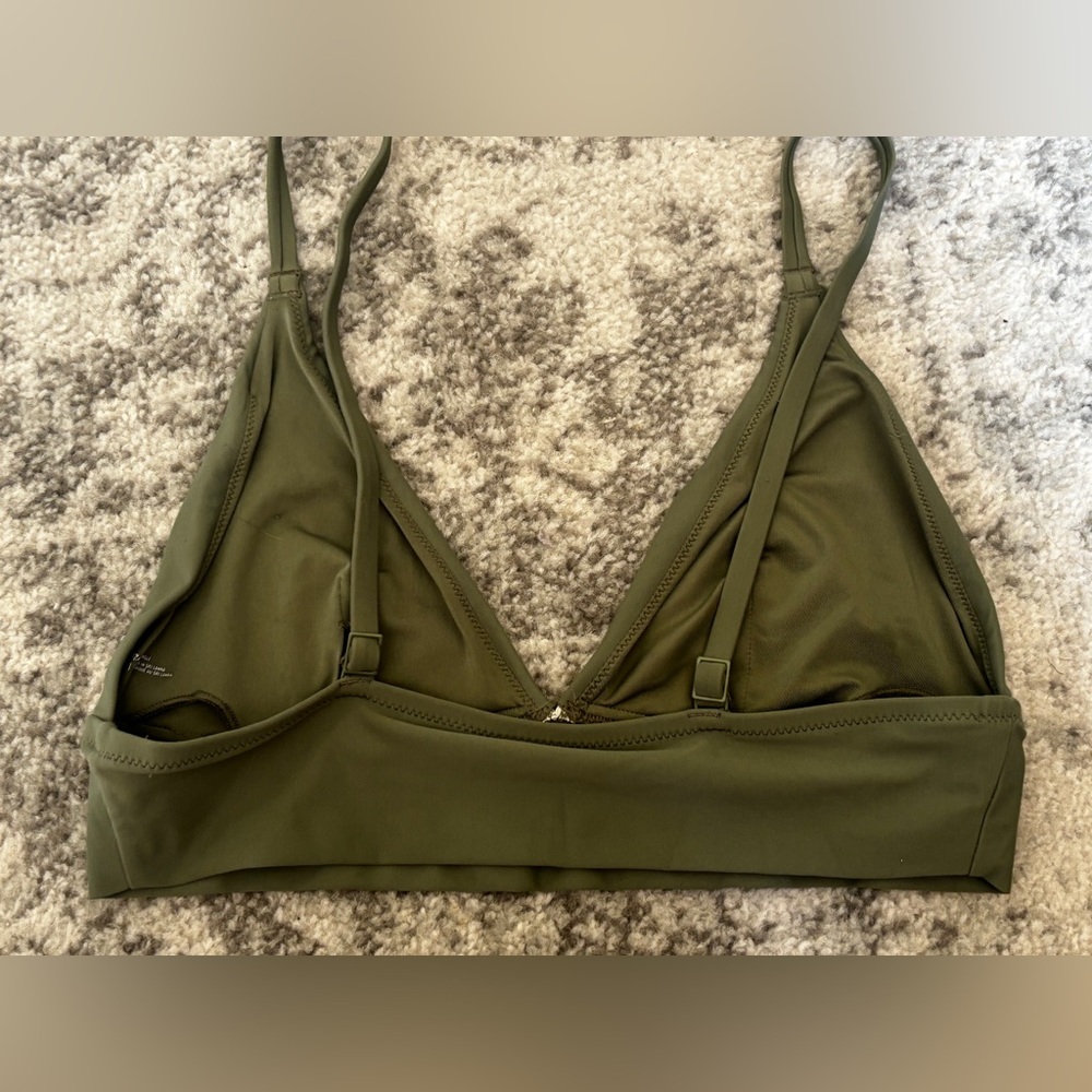 Aerie Triangle Bralette Olive Green Size: Large - Picture 3 of 4